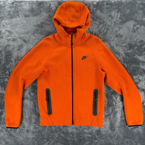 Nike Tech Fleece Full Zip Hoodie Orange Men Medium M Sportswear HO230408NIC - Picture 1 of 11